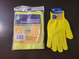 Set of Reflective Safety Vest Large &amp; Safety Gloves One Size Fits Most (... - £9.34 GBP