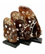 Balinese Wood Handicrafts Tropical River Angel Fish Family Set of 3 Figu... - $30.99