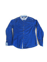 BLACKSBURG Men&#39;s Slim Fit LARGE Blue Grey Long-Sleeve Button Down Collar... - £10.40 GBP