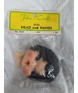 Vintage Fibre Craft Doll Head And Hands 2 5/8inches #7542 Plastic Doll P... - $9.99