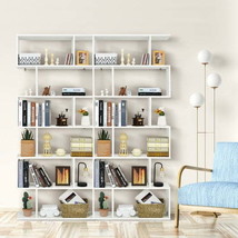 Bookcase Decor Z-Shelf 6 Tier S-Shaped Bookshelf Storage Display  -White - £109.20 GBP