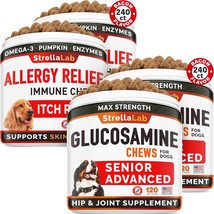 Allergy Relief + Senior Advanced Glucosamine For Dogs Bundle - Itchy Skin + Hip  - £60.83 GBP