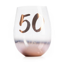 Birthday Blush Stemless Glass - 50th Birthday - £25.26 GBP