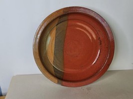 Studio Pottery Plate  Signed  Deep Red and Browns 8 Inches D - £19.39 GBP