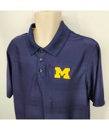 UofM Michigan Wolverines Pro Edge Men&#39;s Polo Shirt Size Large Blue Short... - £18.96 GBP