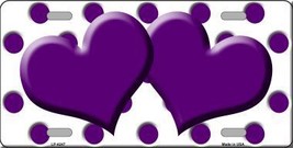 Purple White Polka Dot Print With Purple Centered Hearts Novelty License Plate L - £16.28 GBP