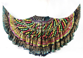 Tribal Gypsy Teal Multi 25 Yard Full&amp;Fluffy One of A Kind ATS Skirt - £119.52 GBP