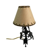 Bear Fetish Table Lamp Arrowhead Cast Iron Rustic Southwest Leather Lace 12&quot; - £36.44 GBP