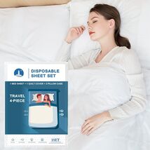 4-Piece Portable Disposable Bedding Set for Hotels and Travel - White Mi... - $23.71
