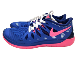 Nike Free Run 5.0 Sneakers Running Shoes size 6 Y Blue Pink - £15.75 GBP