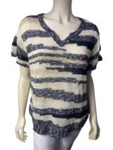 Lucky Brand Blue and White Striped Short Sleeve Sweater Top, Women&#39;s Siz... - €8,13 EUR