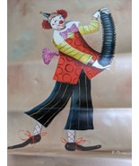 F Duncan Circus Clown Playing An Accordion Canvas Art Print 23&quot; X 27&quot; - $33.95 CAD