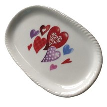 Heart Ceramic Trinket Dish Oval Love Soap Jewelry Catch All Valentine Vintage  - £13.43 GBP