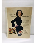 Original 1950&#39;s Pepsi-Cola Refreshes Without Filling-Vtg Ad &quot;Food on Tab... - $353.22 MXN