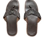 Tommy Bahama  Brown Mens Woven Leather Flip Flop Thong Sandals Saltholm ... - $31.68