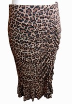 EMBER PENCIL SKIRT SIZE S RUCHED ANIMAL PRINT RUFFLE TRIM PULL ON LINED - £12.37 GBP