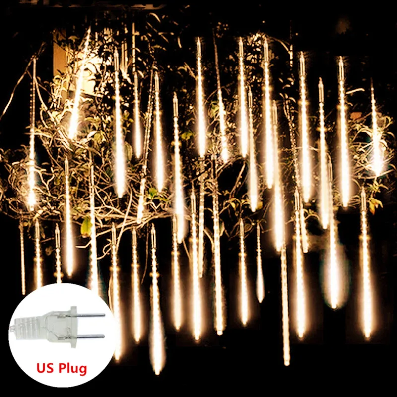 Solar Christmas LED Meteor Shower Gar Festoon Holiday Strip Light Outdoor Fairy  - £70.08 GBP