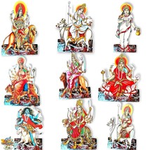 Home Temple &amp; Office Nav Durga Wooden MDF Set for Navratri Decoration-6 Inch - £30.10 GBP
