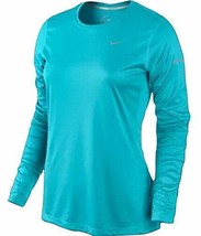 Nike Women&#39;s LS Miler UV Running Top 744743-319 Blue Lagoon Size : S - £17.22 GBP