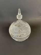Vintage Cut Glass Covered Candy Dish Round 9&quot;  - £14.66 GBP