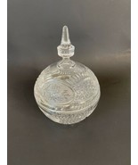 Vintage Cut Glass Covered Candy Dish Round 9&quot;  - £14.70 GBP