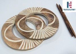 Wooden Curtain TieBack, Curtain Holder, Carving Round Shape HoldBacks - $45.00
