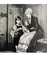 A Mother&#39;s Influence Child At Home 1888 Victorian Antique Print DWT4C - $34.99