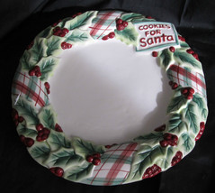Fitz And Floyd Plaid Cookie Cookies For Santa Christmas Plate New - £27.61 GBP