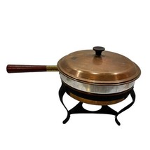 Copper Aluminum &amp; Wrought Iron Chafing Dish Warming Stand Set No Burner ... - $23.33