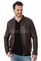 Men&#39;s Real Sheepskin Leather Jacket Brown Genuine Leather Coat Size Xs - 6XL - £92.16 GBP