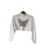 H&amp;M Karma &amp; Magic White Long Sleeve Crop Top Butterfly Small - $13.37 CAD