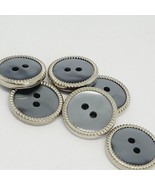 Lot of 6 VTG Buttons 60s Pearlized Gray with Silver Ridged Edge 2-Hole 1... - $254.74 MXN