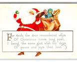 Jolly Red Santa Claus w Sack of Toys Christmas Greetings DB Postcard H18 - $5.31
