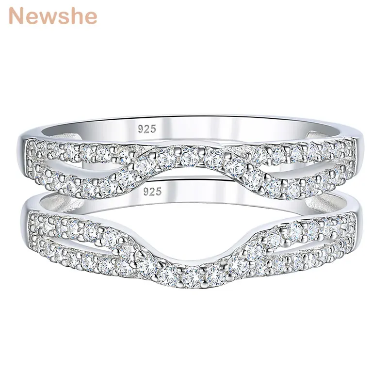 Solid 925 Sterling Silver Hollow Wedding Rings Enhancer For Women Round White AA - £44.71 GBP