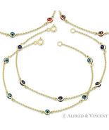 Evil Eye Turkish Nazar Greek Kabbalah 4mm Luck Charm Bracelet in 14k Yel... - $167.99