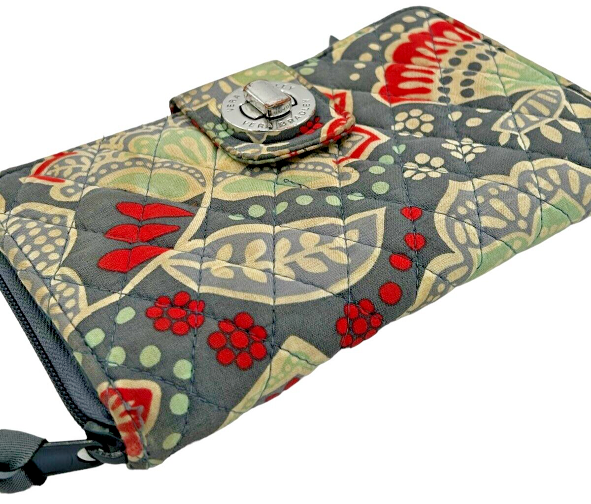 Vera Bradley wallet clutch with strap, 8 x 4.5 inch - gray pink green floral Item image 5