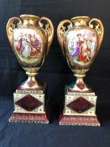set 2x Royal Vienna Double Handle Urn Vase Ackermann&amp;fritze Porcelain Kaufmann - £353.07 GBP