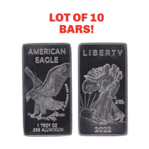 Ten (10) Troy OUNCE OZ .999 Pure Walking Liberty Aluminum American Eagle Bars - £23.80 GBP