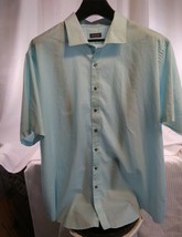 Van Heusen Big Fit Wrinkle Free Mens Shirt Blue Circle Pattern Short Sleeve 20B - £9.49 GBP