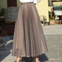 Black Polka Dot Long Tulle Skirt Women Plus Size Pleated Tulle Skirt image 13