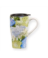 Travel Mug with Serenity Prayer Sentiment Hydrangea Ceramic 14 oz with Lid - £19.71 GBP