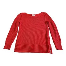 Calvin Klein Women&#39;s Red Sweater With Zip Up Sides Medium Large Ribbed - £26.27 GBP