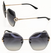 BVLGARI COIN BV6105B Gold Gray Crystal Rimless Metal Oversized Sunglasses 6105 - £276.13 GBP