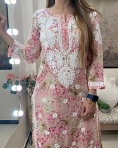 Handmade Chikankari Kurti and Palazzo Set Muslin Soft Cotton 2 Piece set... - $40.99