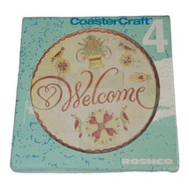 Roshco Cork Backed Welcome Coasters NEW Pack Of 4 Floral Cottage Granny ... - $23.36