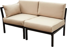 LOKATSE HOME 2 Piece Patio Furniture Corner Sofa Sectional Outdoor, Khaki - £260.58 GBP