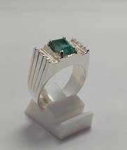 Natural Emerald Ring For Men&#39;s 925 Silver Handmade Rings For Men 925 Stylish Sil - £180.41 GBP