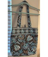 Vera Bradley Betsy Java Blue Paisley Hand Bag Purse ToteRetired Brown Tu... - $368.76 MXN