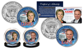 HILLARY CLINTON Pres &amp; TIM KAINE VP 2016 President Race U.S. JFK 2-Coin Set - £9.52 GBP