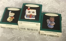Hallmark Kitten Angel, Bunny, Lighted House Miniatures/ Ornaments Group (3) - $12.82